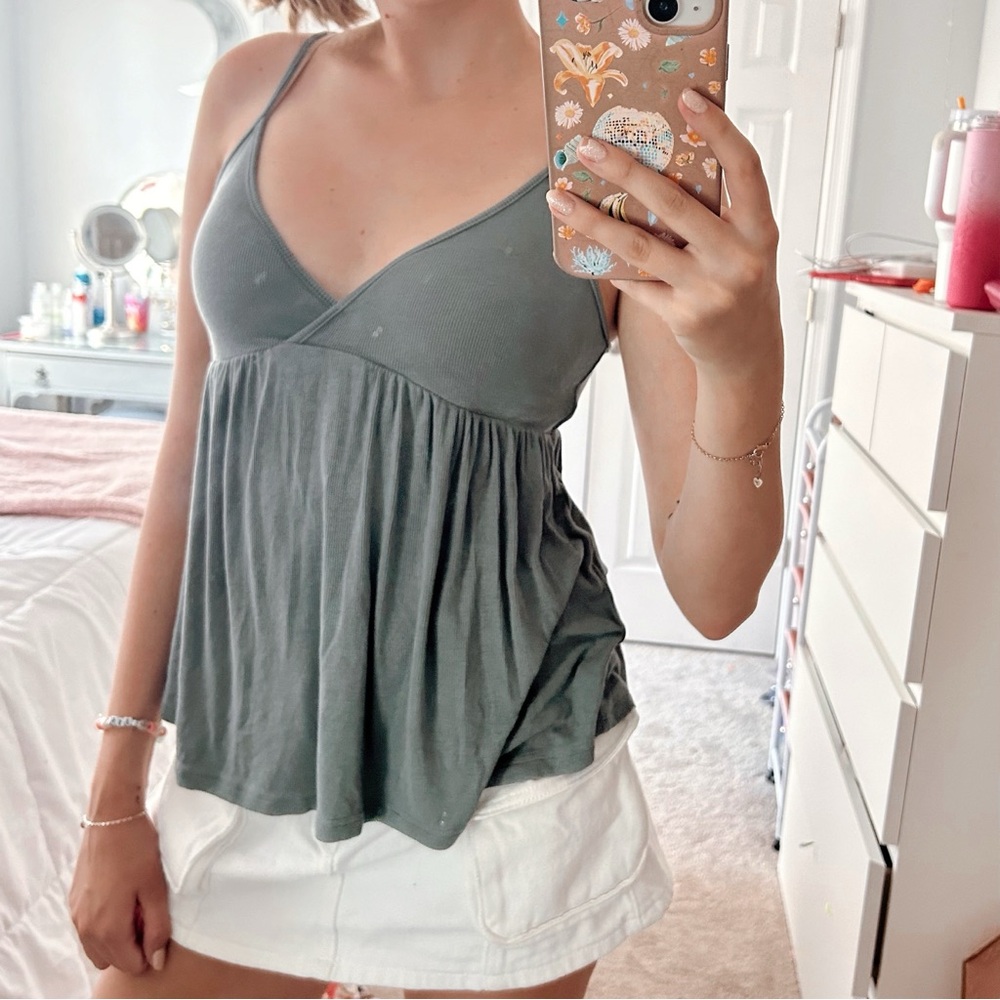 V-Neck Spaghetti Strap Flowy Tank Top